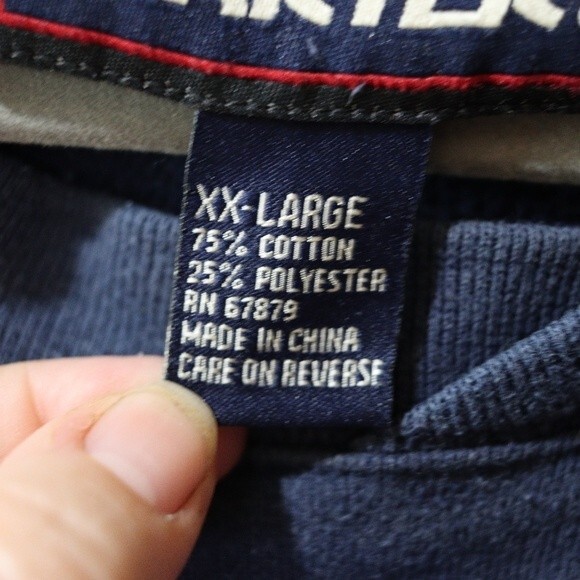 Starter Navy Blue Vintage 90s Streetwear Pullover Sweatshirt XXL Chest Logo - Picture 11 of 11